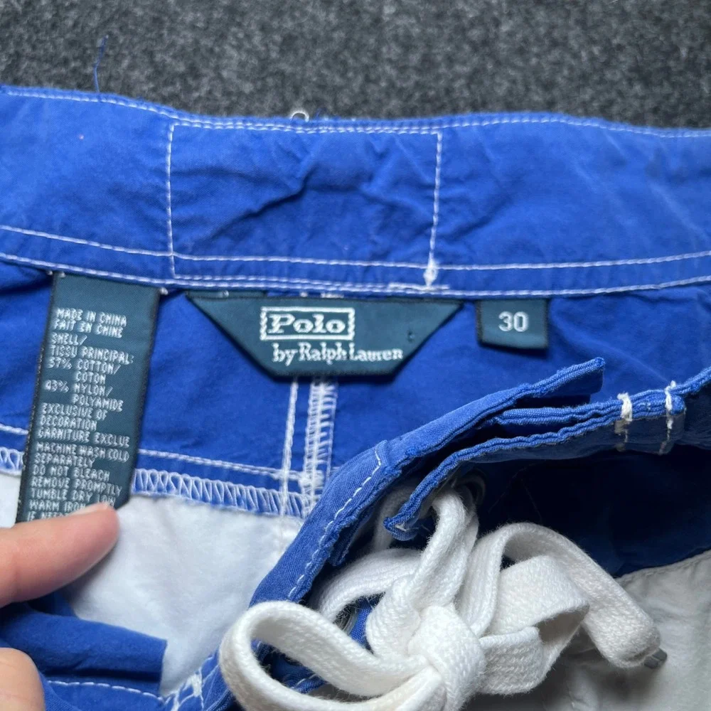 Polo Ralph Lauren Swim Trunks Mens 30 Blue White Big Pony Striped Board Shorts